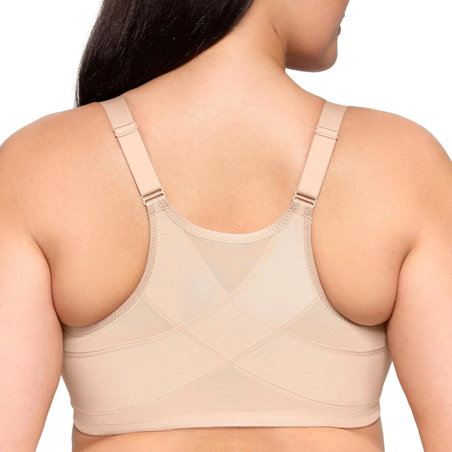 Glamorise Women's Plus Size Wonderwire Posture Back Bra Underwire #9265