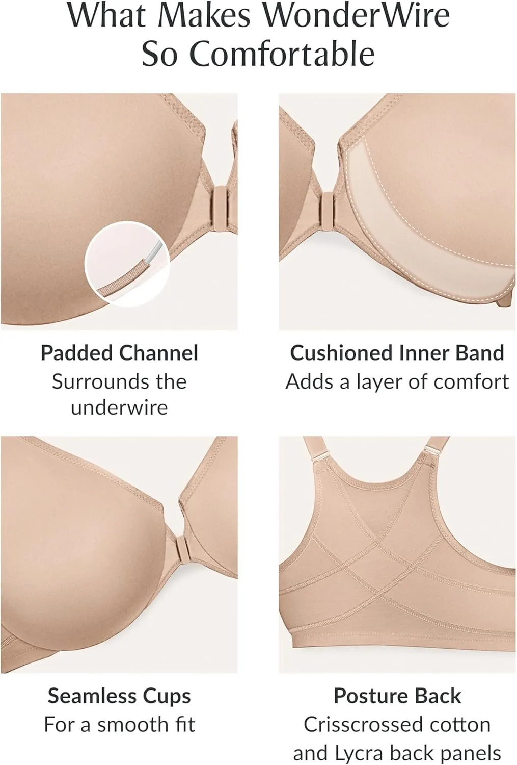 Glamorise Women's Plus Size Wonderwire Posture Back Bra Underwire #9265