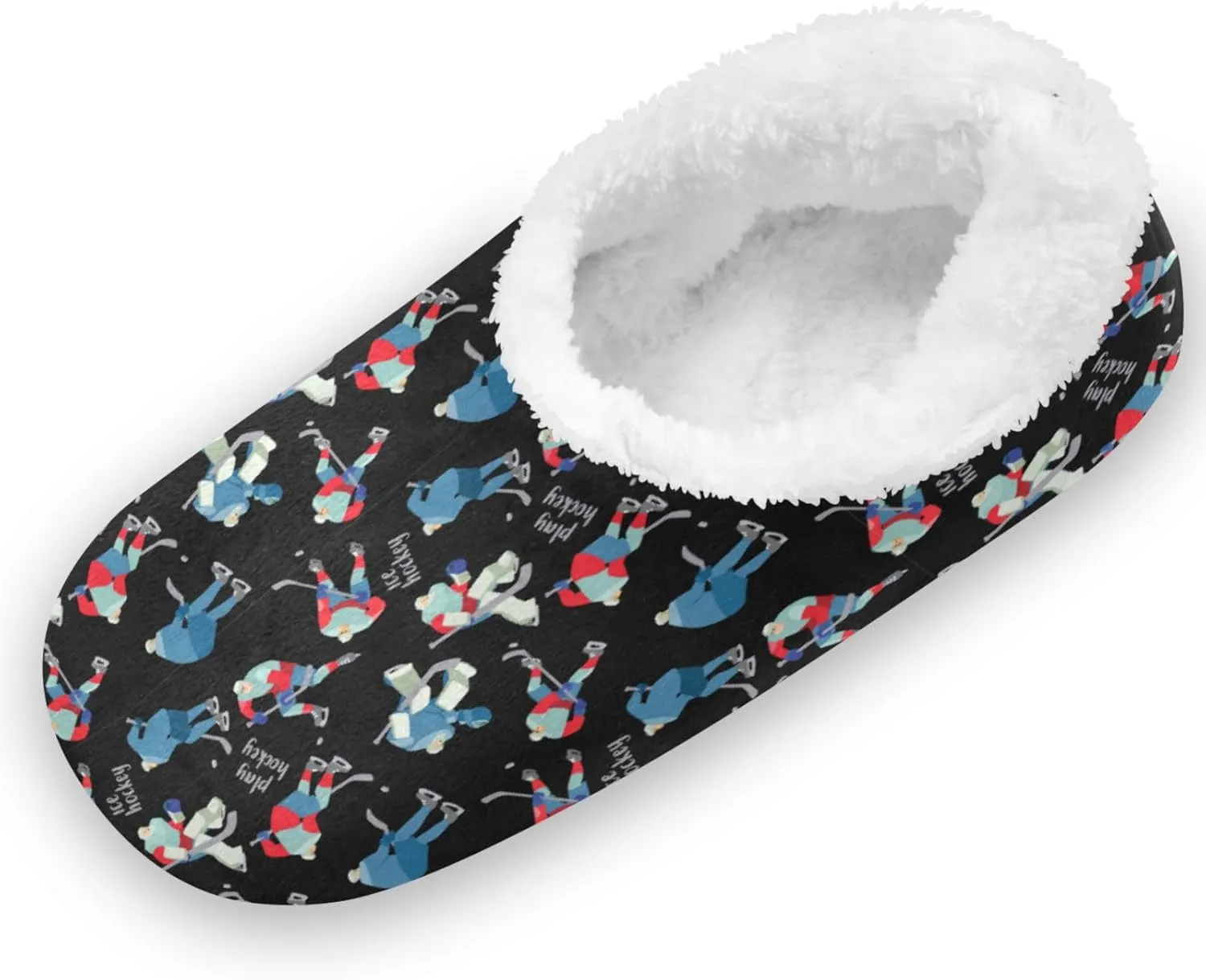 Gredecor Girls Boys Slippers Ice Hockey Winter Game Household Shoes Warm Indoor Home House Slipper for Kids, 9-11