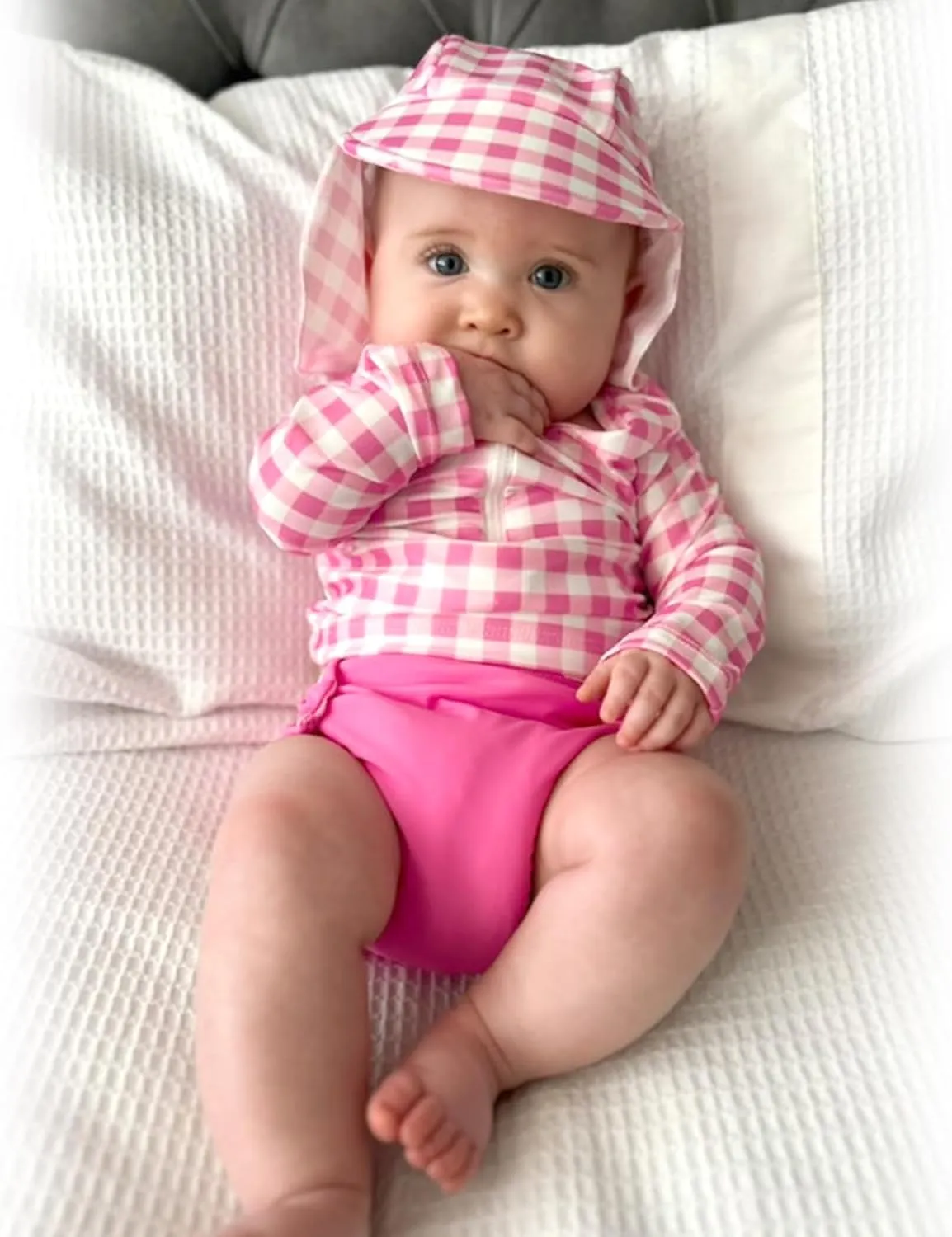 HINTINA Newborn Baby Girl Long Sleeve 2-Pieces Swimsuit Bathing Suit with Hat