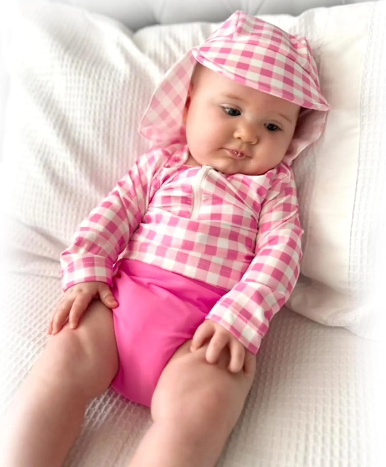 HINTINA Newborn Baby Girl Long Sleeve 2-Pieces Swimsuit Bathing Suit with Hat