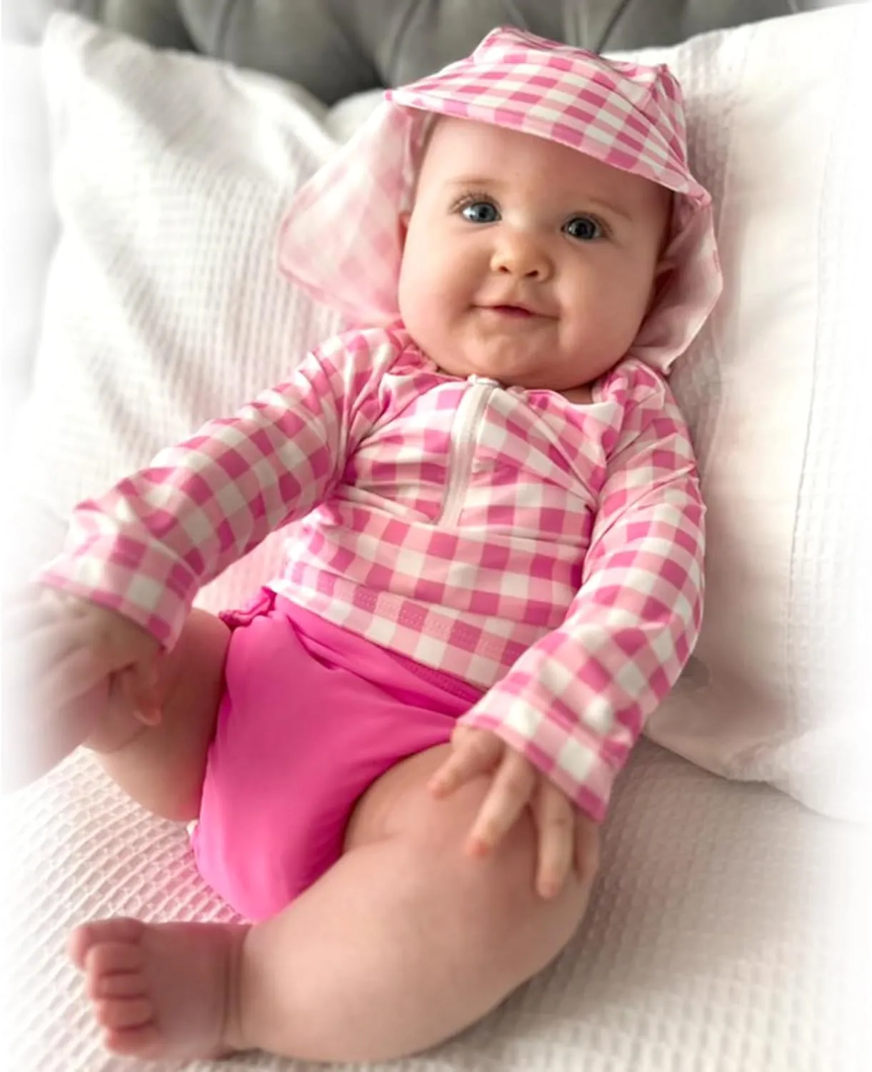HINTINA Newborn Baby Girl Long Sleeve 2-Pieces Swimsuit Bathing Suit with Hat