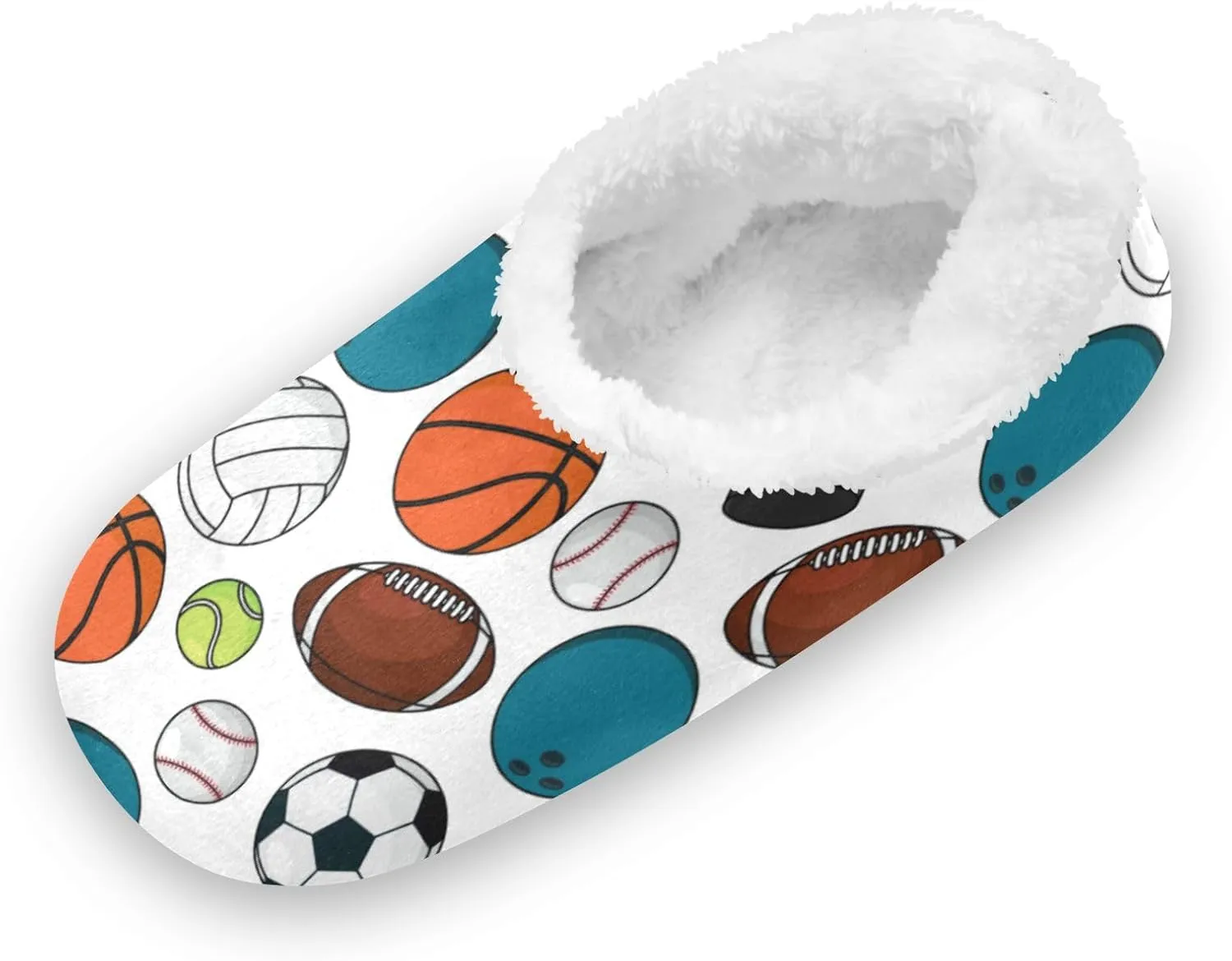 Ice Hockey Pucks Balls Soccer Kids House Slippers Football Basketball Baseball Boys Closed Back Fuzzy Feet Slippers Girls Coral Fleece Slipper Socks No Skid Warm Cozy Home Slippers For Indoor Outdoo