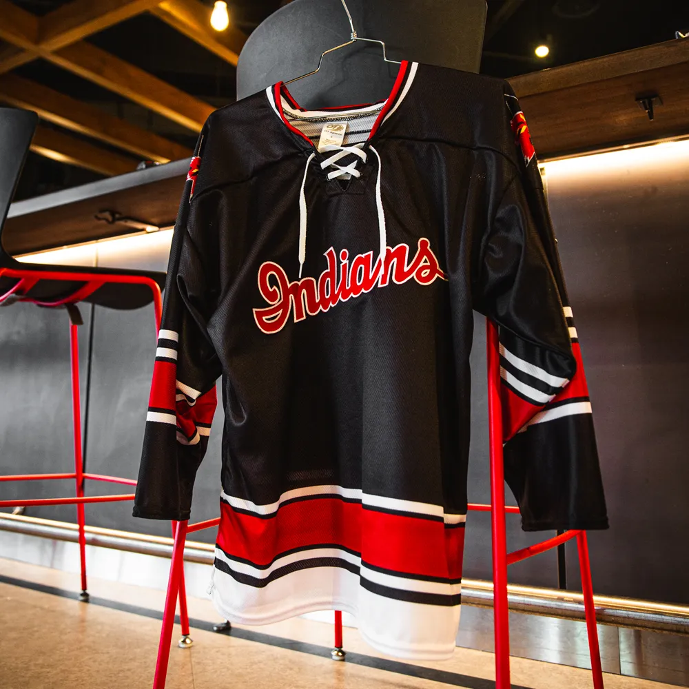Indianapolis Indians Adult Black Script Hockey Jersey