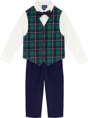 IZOD Boys' 4-Piece Set with Collared Dress Shirt, Tie, Vest, and Pants