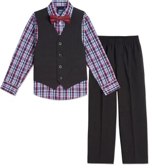 IZOD Boys' 4-Piece Set with Collared Dress Shirt, Tie, Vest, and Pants