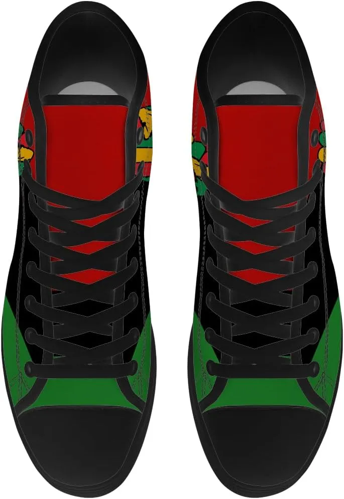 Juneteenth High Top Canvas Shoes for Men Women Pan African Flag High Top Sneakers Lace Up Casual Shoes Gifts for Dad Mom
