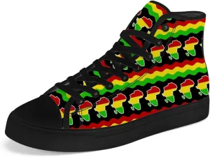 Juneteenth High Top Canvas Shoes for Men Women Pan African Flag High Top Sneakers Lace Up Casual Shoes Gifts for Dad Mom