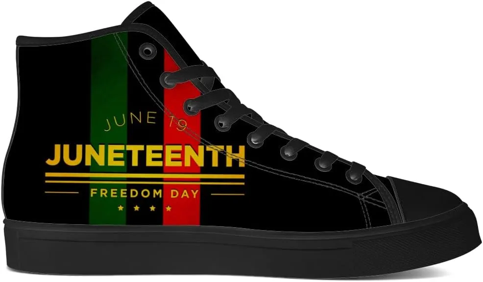 Juneteenth High Top Canvas Shoes for Men Women Pan African Flag High Top Sneakers Lace Up Casual Shoes Gifts for Dad Mom