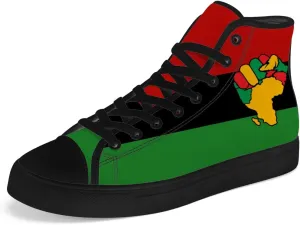 Juneteenth High Top Canvas Shoes for Men Women Pan African Flag High Top Sneakers Lace Up Casual Shoes Gifts for Dad Mom