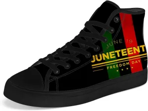 Juneteenth High Top Canvas Shoes for Men Women Pan African Flag High Top Sneakers Lace Up Casual Shoes Gifts for Dad Mom
