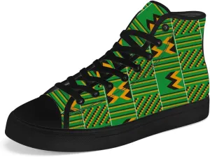 Kente High Top Canvas Shoes for Men Women African High Top Sneakers Lace Up Casual Shoes Gifts for Dad Mom