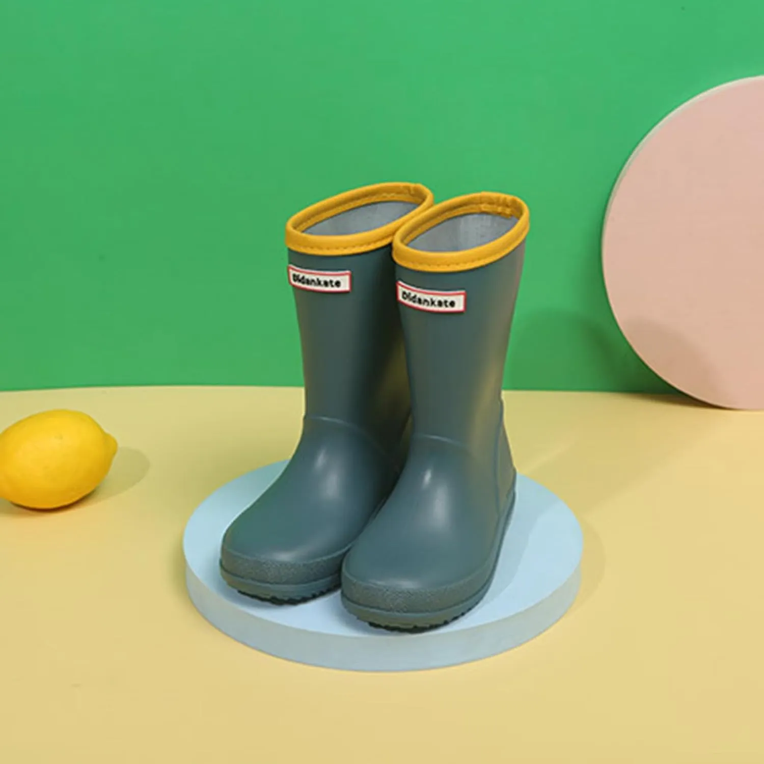 Kids Rain Boots Boys Girls Solid Color Simple Waterproof Anti-Slip Unisex Lightweight Mid-calf Boots Rainboot Shoes