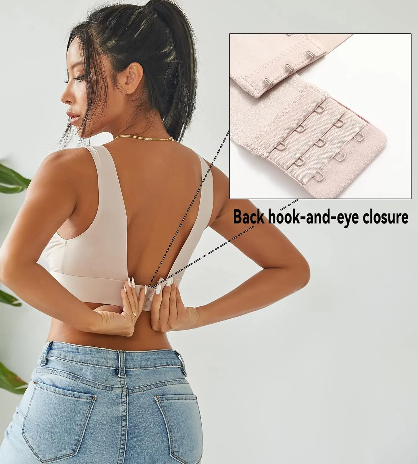 Knowyou Women's Seamless Plunge Bra Deep V-Neck Wireless Comfort Bra Unlined Triangle Sporty Bras Bralettes for Ladies