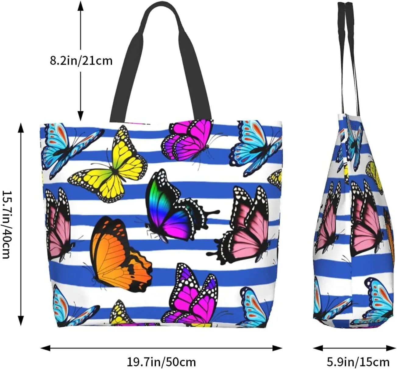 Large Capacity Reusable Canvas Shoulder Bag   Both Sides Bucket Hat Casual Tote Handbag