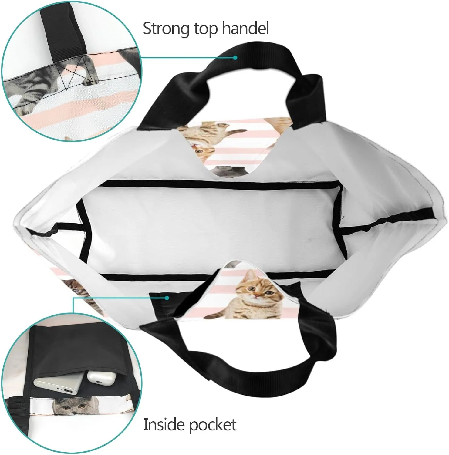 Large Capacity Reusable Canvas Shoulder Bag   Both Sides Bucket Hat Casual Tote Handbag