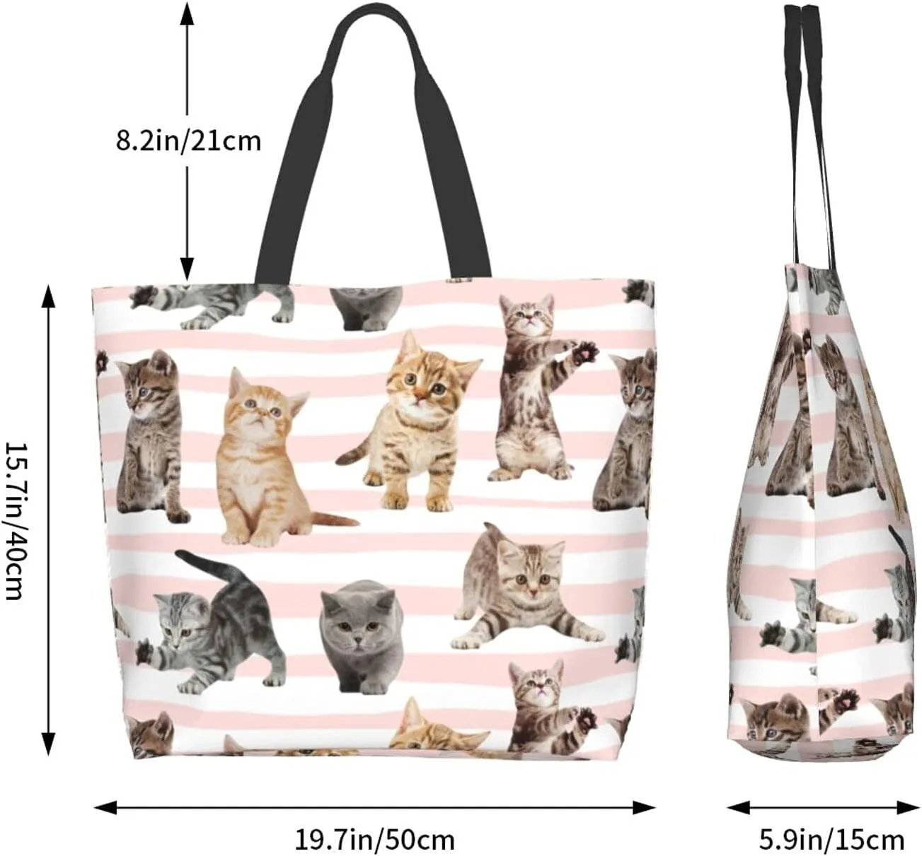 Large Capacity Reusable Canvas Shoulder Bag   Both Sides Bucket Hat Casual Tote Handbag