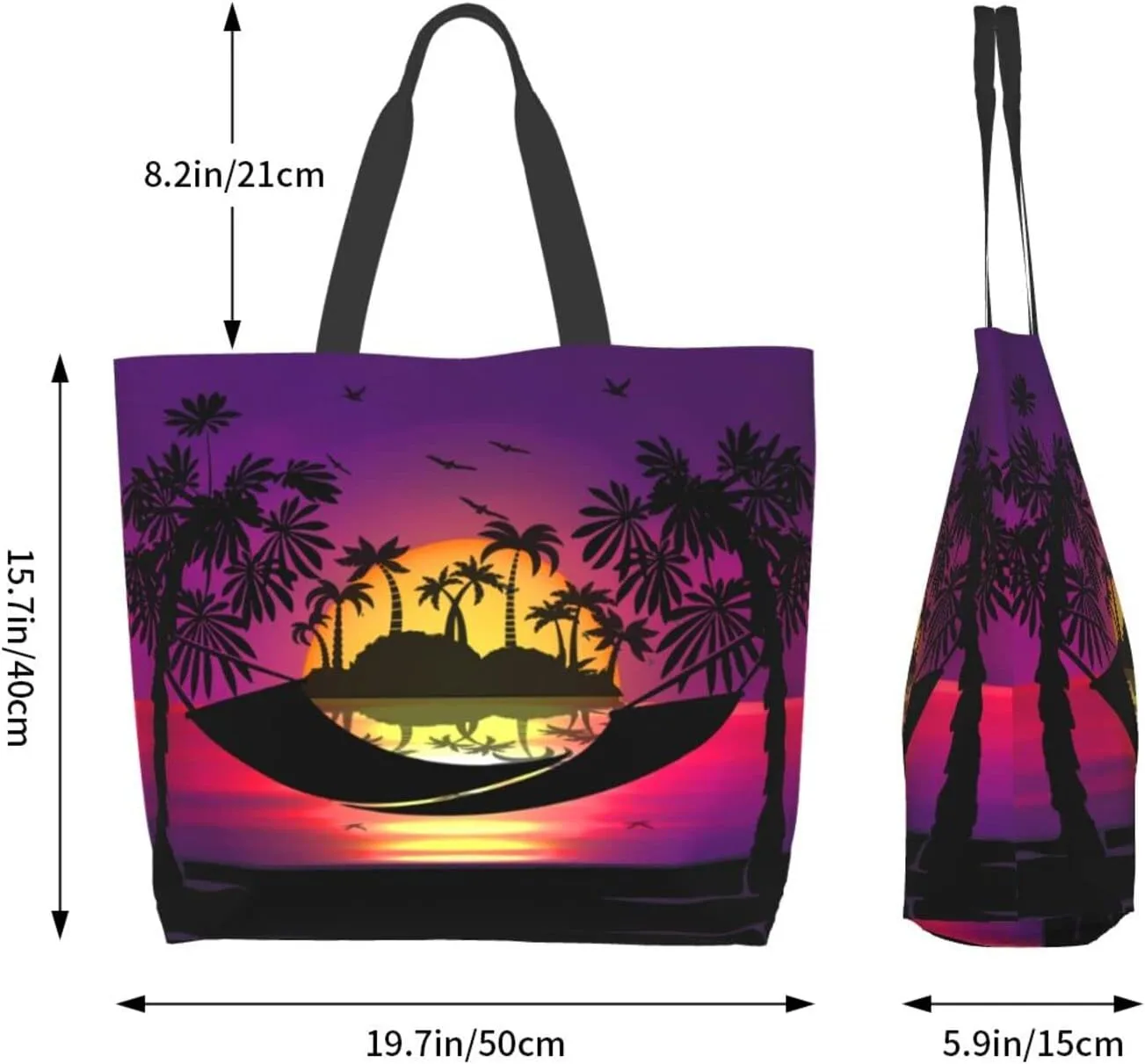 Large Capacity Reusable Canvas Shoulder Bag   Both Sides Bucket Hat Casual Tote Handbag