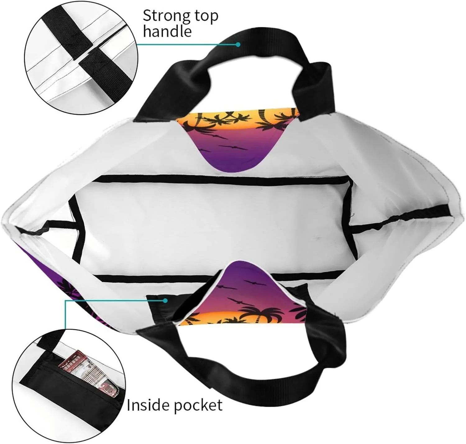 Large Capacity Reusable Canvas Shoulder Bag   Both Sides Bucket Hat Casual Tote Handbag