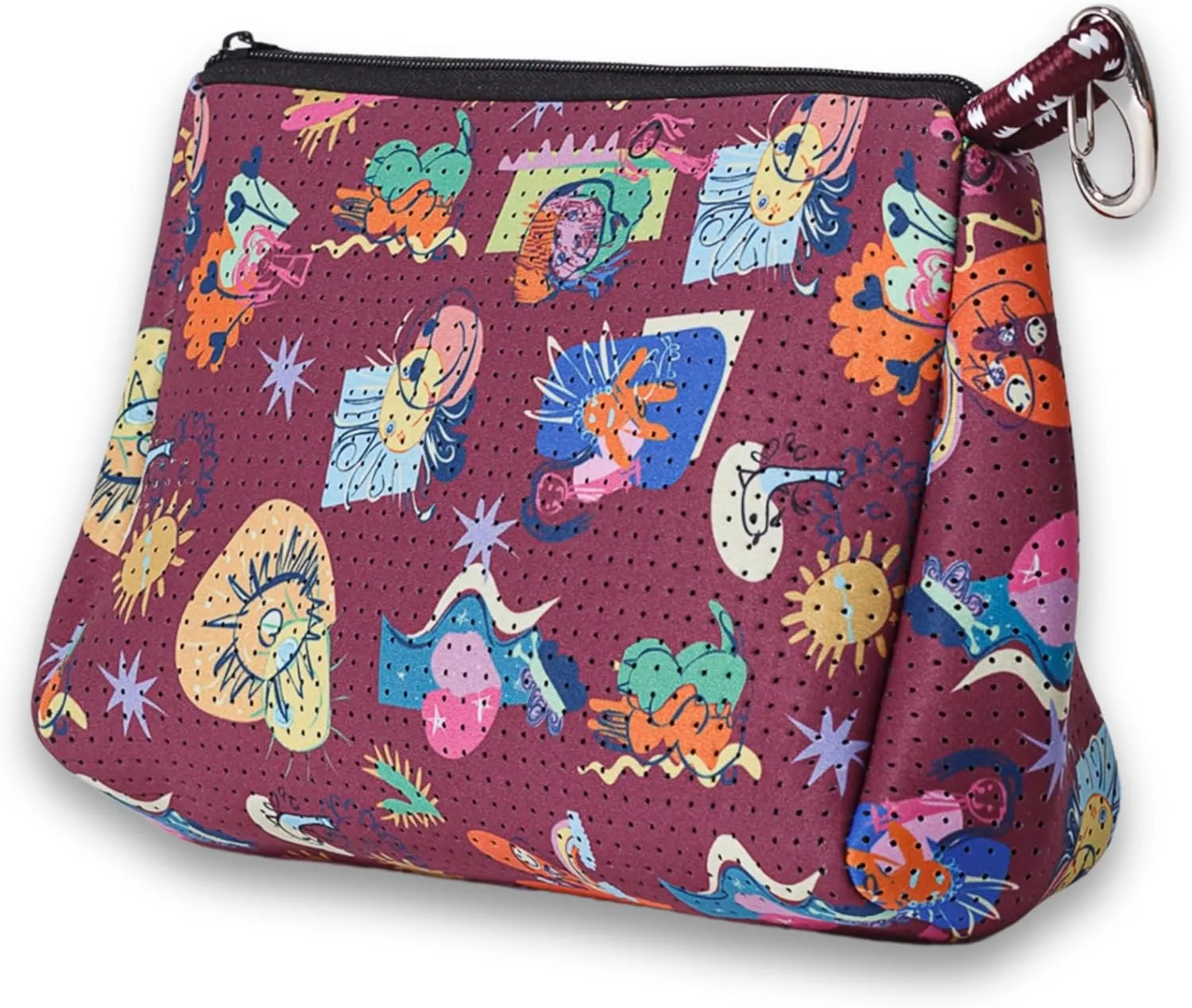 Large Makeup Bag with Zipper - Waterproof Neoprene Cosmetic Bag 7.7 x 10.75 x 5 inches