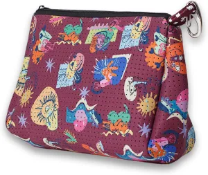 Large Makeup Bag with Zipper - Waterproof Neoprene Cosmetic Bag 7.7 x 10.75 x 5 inches
