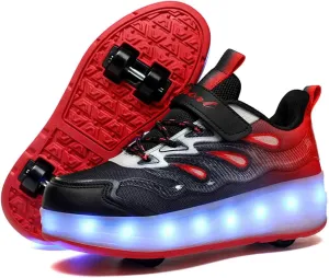 LED Light Up Kids Roller Skate Shoes with 4 Wheel, Sneakers for Boys Girls Birthday Thanksgiving Christmas Day