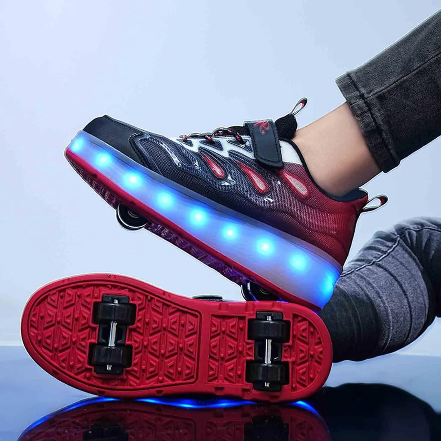 LED Light Up Kids Roller Skate Shoes with 4 Wheel, Sneakers for Boys Girls Birthday Thanksgiving Christmas Day