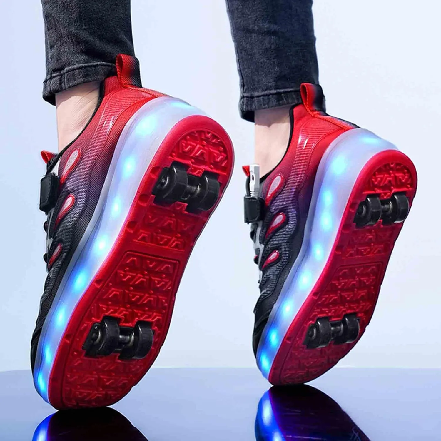 LED Light Up Kids Roller Skate Shoes with 4 Wheel, Sneakers for Boys Girls Birthday Thanksgiving Christmas Day