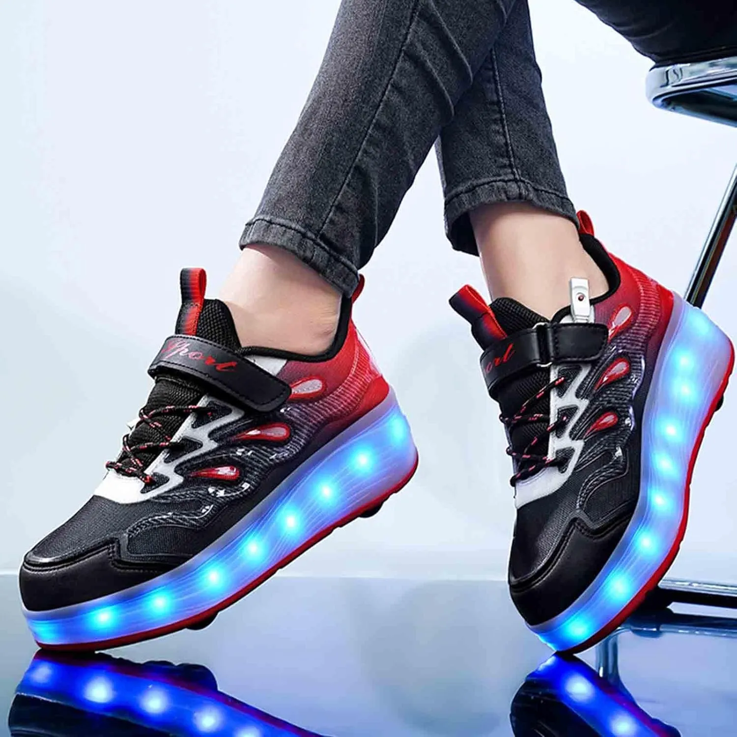 LED Light Up Kids Roller Skate Shoes with 4 Wheel, Sneakers for Boys Girls Birthday Thanksgiving Christmas Day