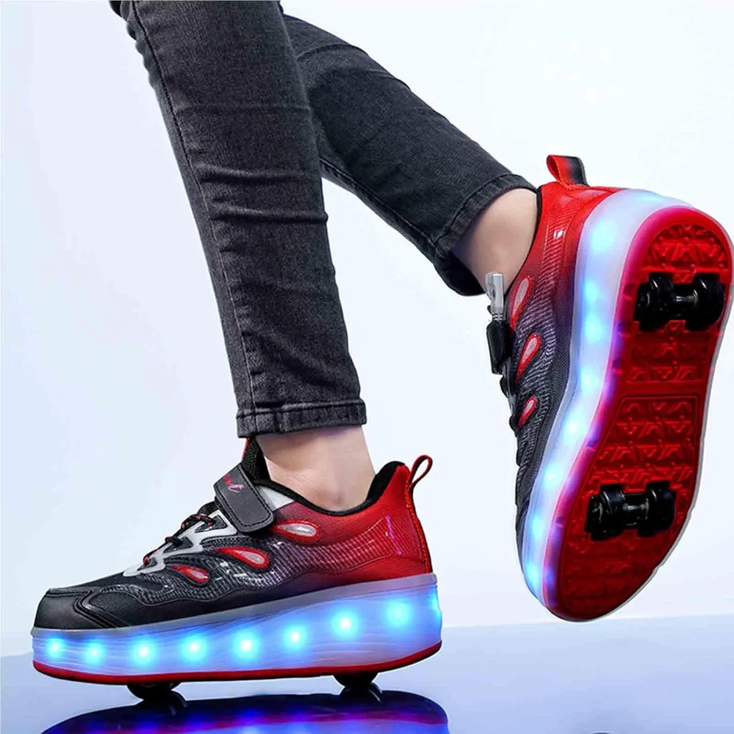 LED Light Up Kids Roller Skate Shoes with 4 Wheel, Sneakers for Boys Girls Birthday Thanksgiving Christmas Day