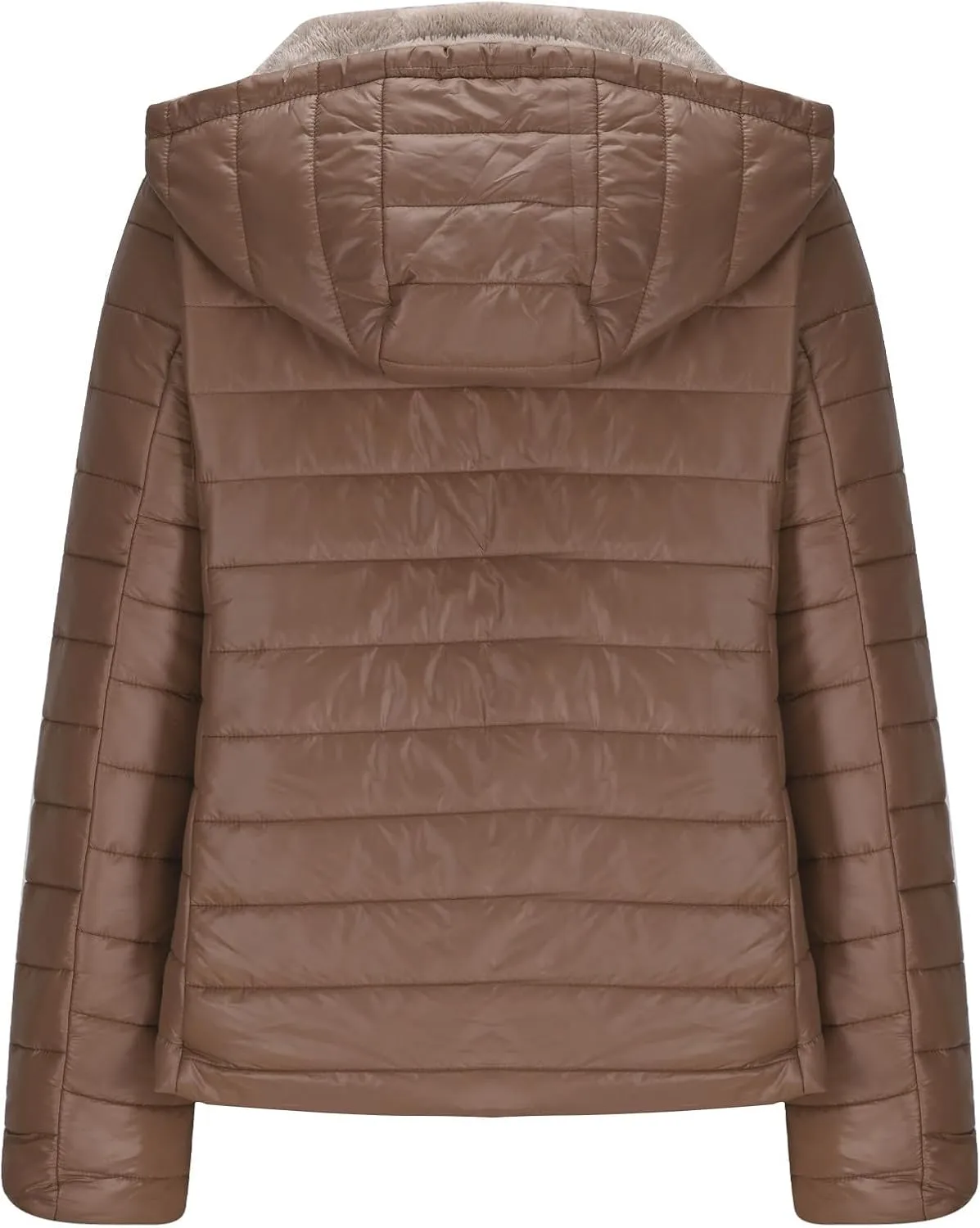Lmdudan Women's Quilted Winter Coats Hooded Warm Puffer Jacket with Fleece Hood 2024 Lightweight Down Fleece Outerwear