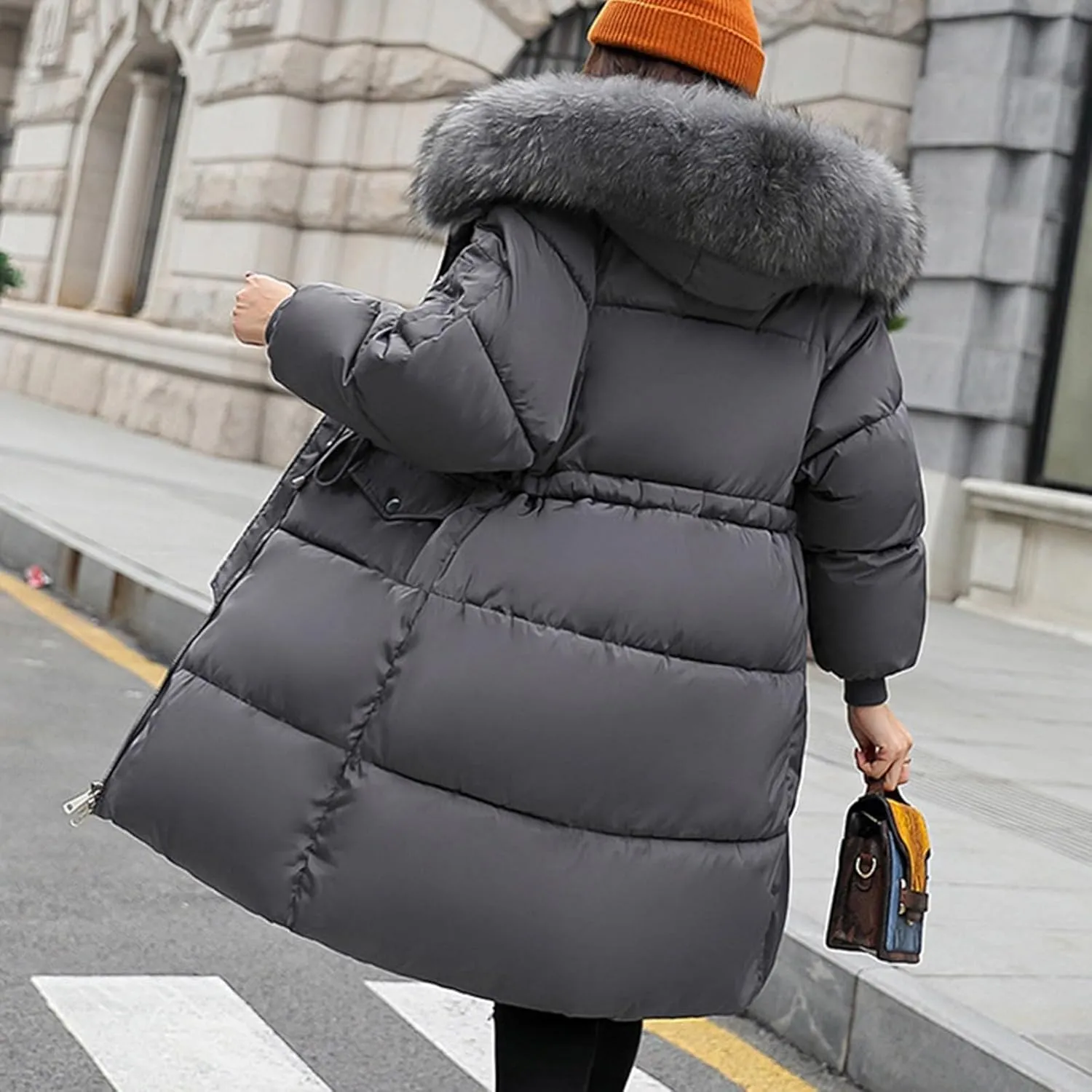 Long Puffer Jacket for Women Quilted Winter Coats 2024 Warm Parka Jackets Coat Waterproof Jacket with Fur Hood