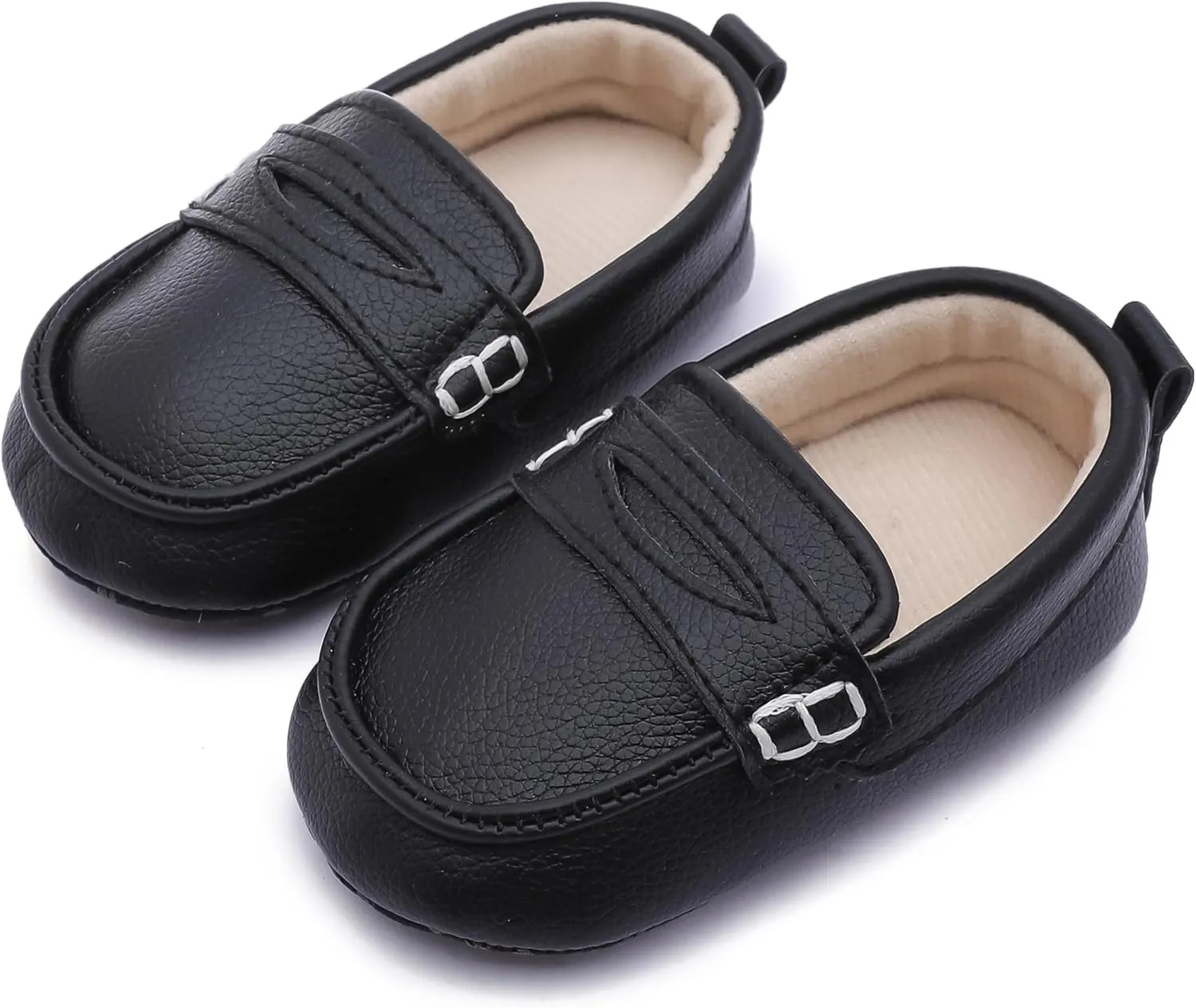 LONSOEN Baby Toddler Boys Girls Loafers Newborn Leather Moccasins Infant First Walking Dress Shoes