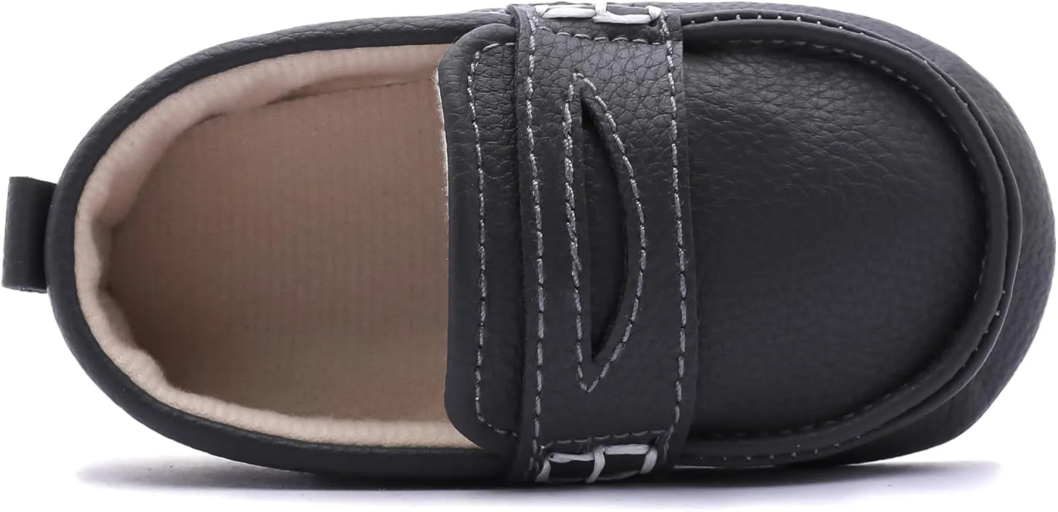 LONSOEN Baby Toddler Boys Girls Loafers Newborn Leather Moccasins Infant First Walking Dress Shoes