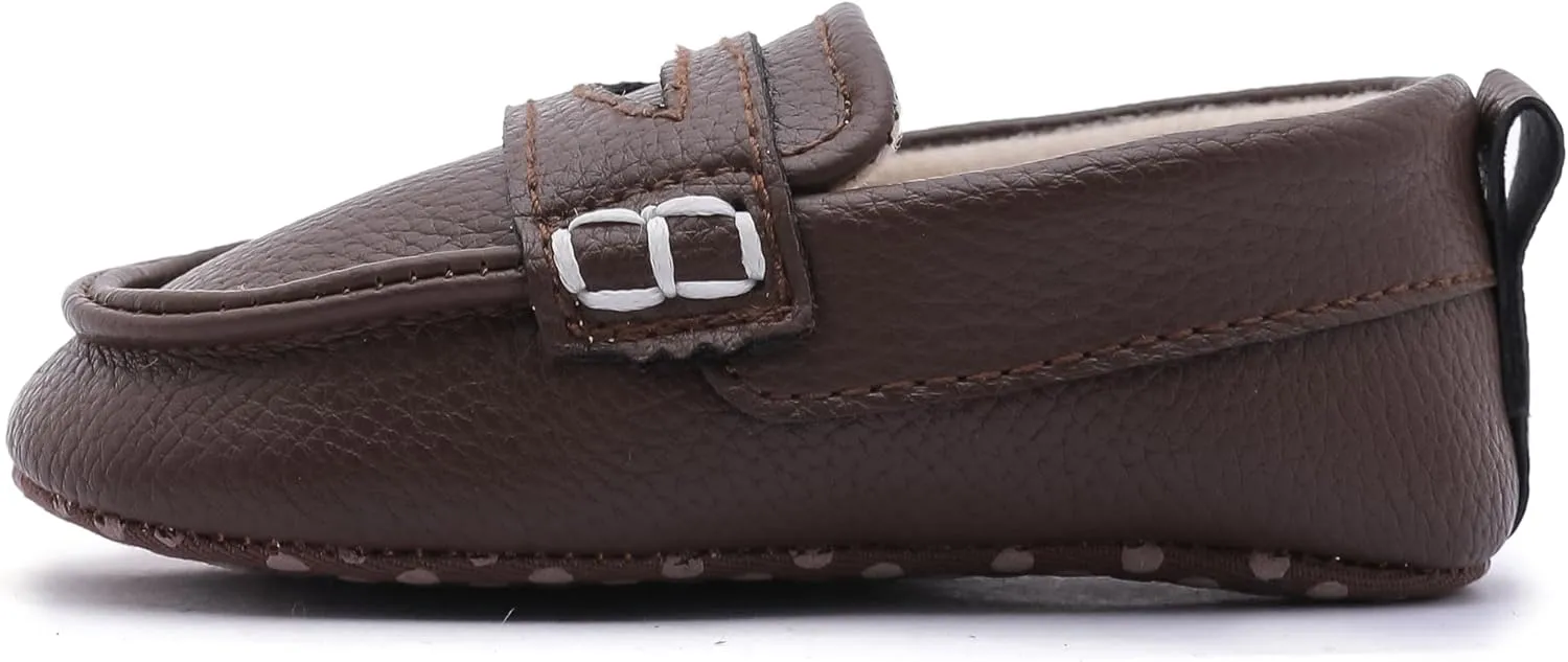 LONSOEN Baby Toddler Boys Girls Loafers Newborn Leather Moccasins Infant First Walking Dress Shoes