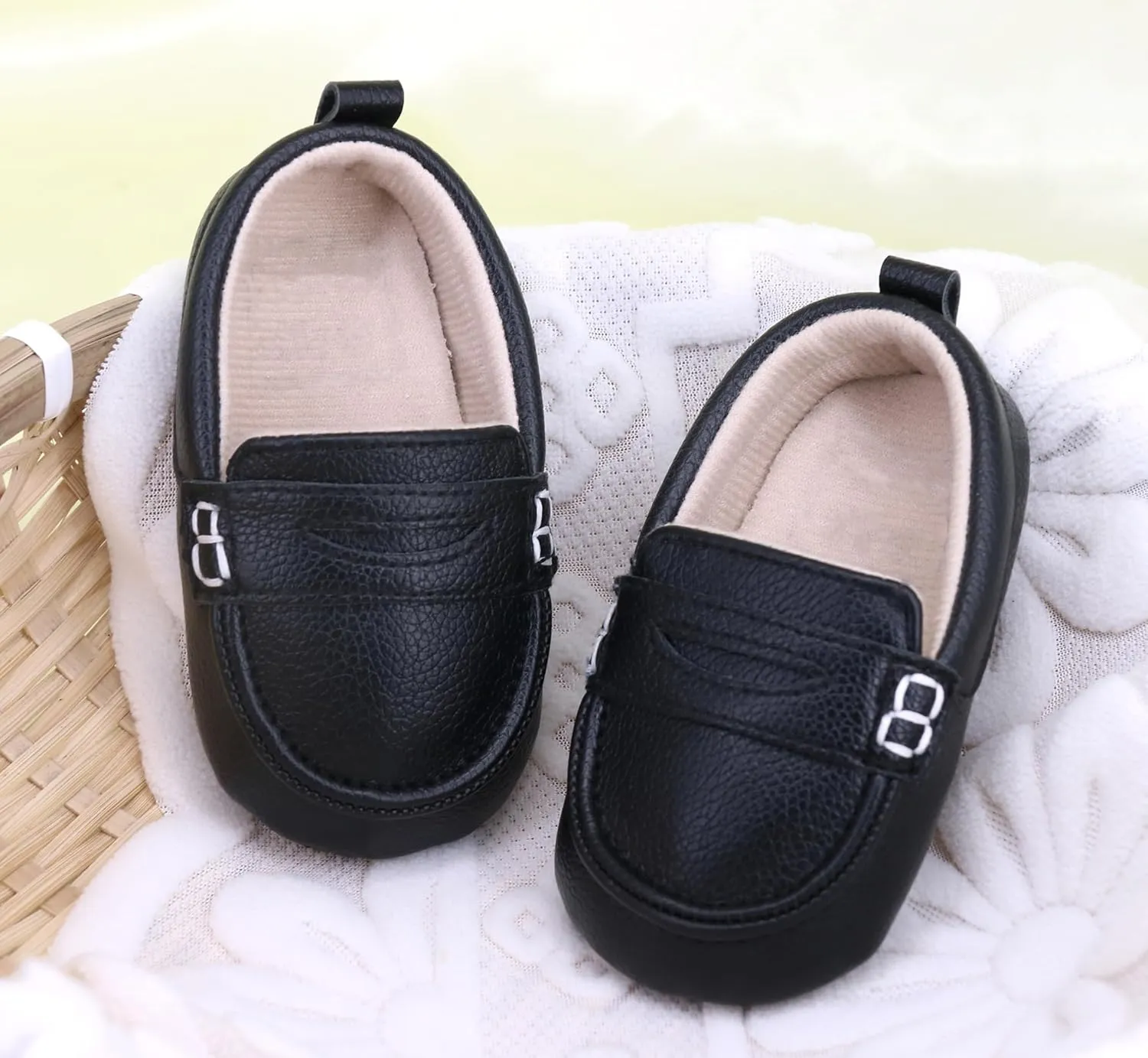 LONSOEN Baby Toddler Boys Girls Loafers Newborn Leather Moccasins Infant First Walking Dress Shoes