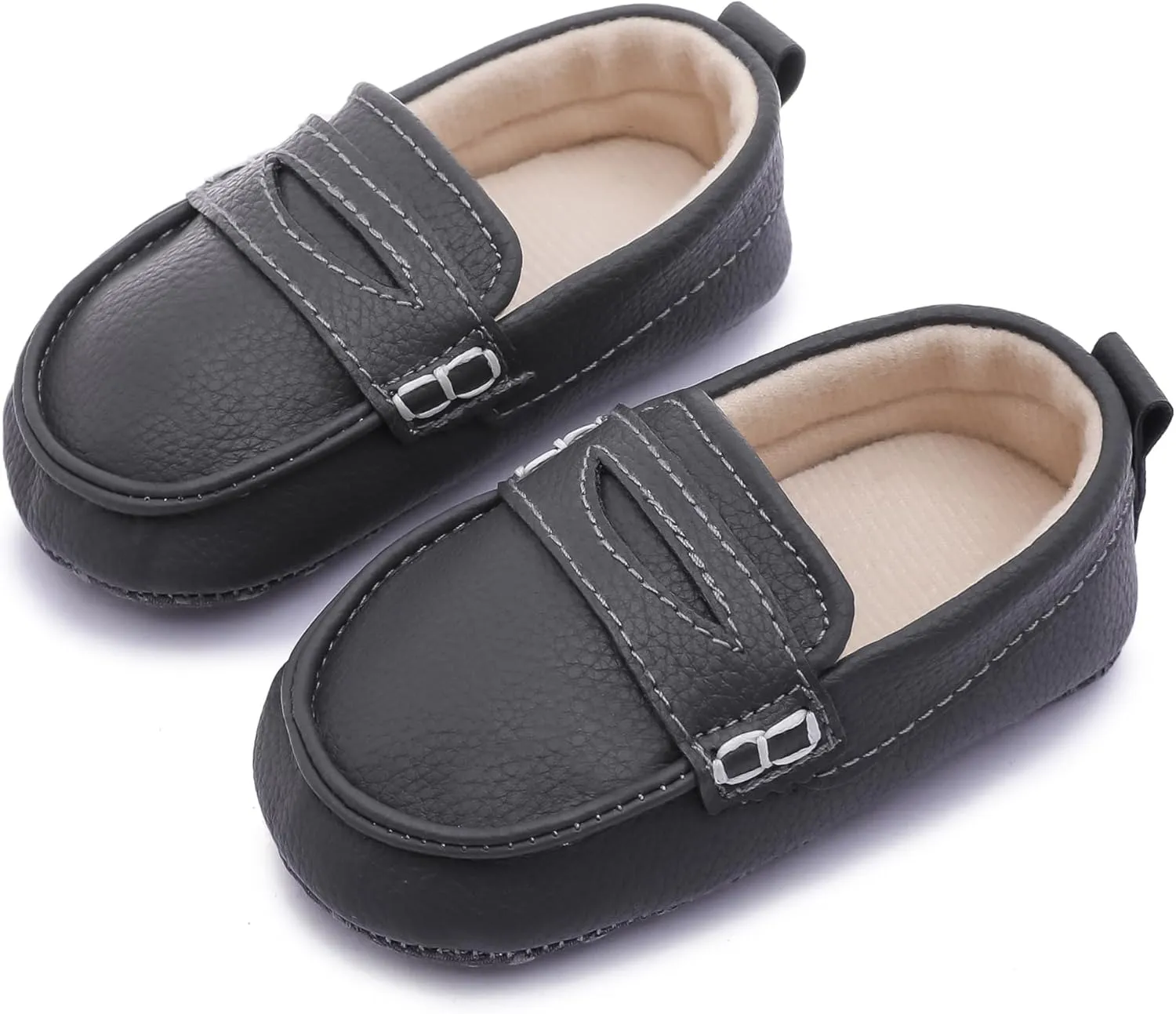 LONSOEN Baby Toddler Boys Girls Loafers Newborn Leather Moccasins Infant First Walking Dress Shoes