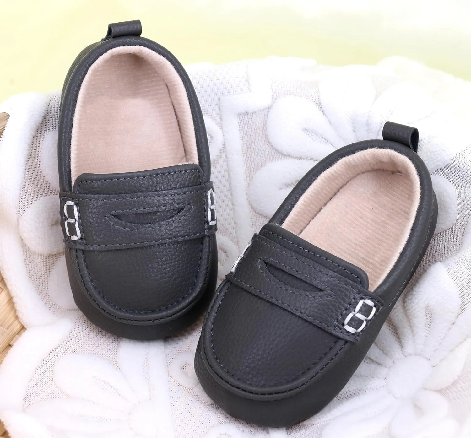 LONSOEN Baby Toddler Boys Girls Loafers Newborn Leather Moccasins Infant First Walking Dress Shoes