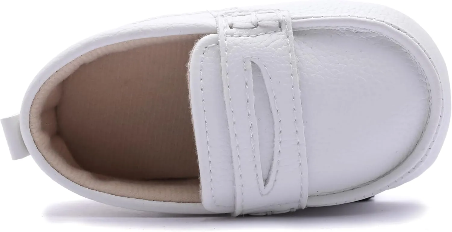 LONSOEN Baby Toddler Boys Girls Loafers Newborn Leather Moccasins Infant First Walking Dress Shoes