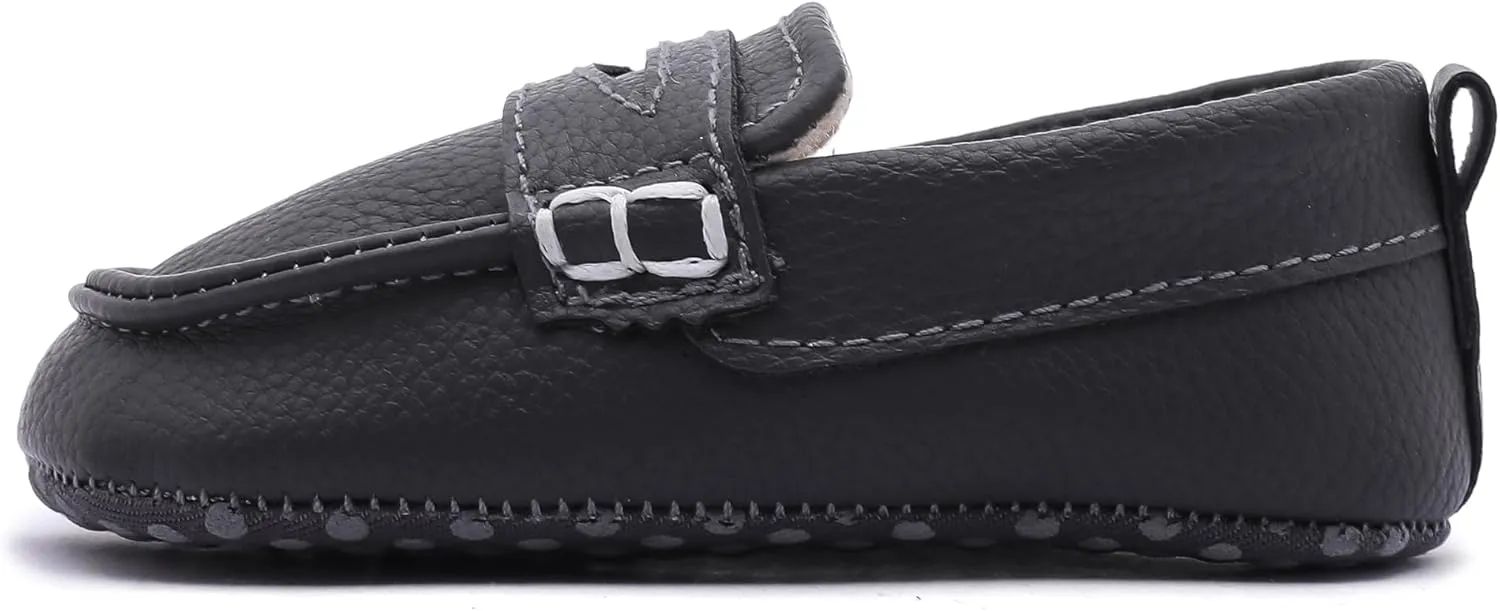 LONSOEN Baby Toddler Boys Girls Loafers Newborn Leather Moccasins Infant First Walking Dress Shoes
