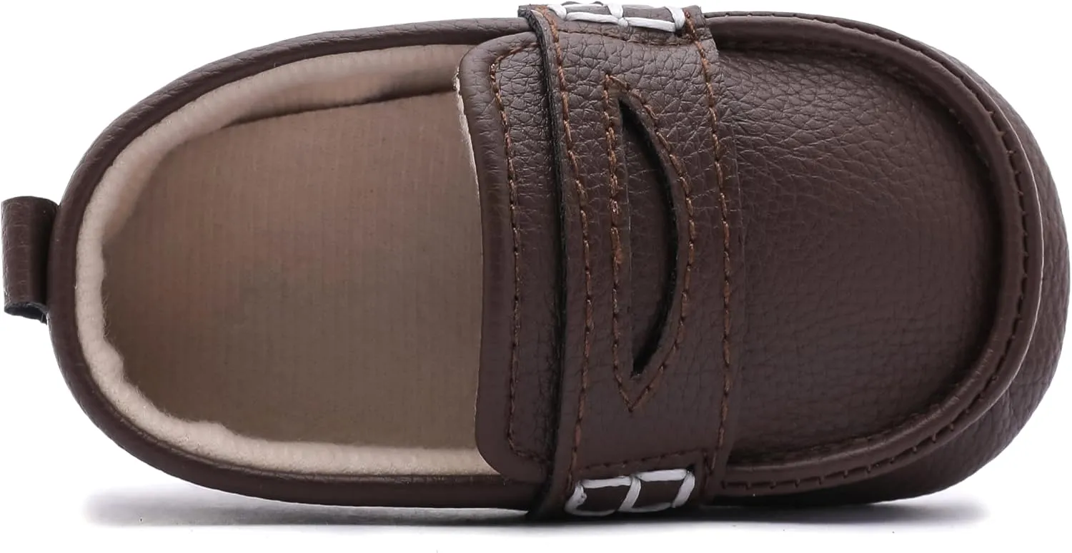 LONSOEN Baby Toddler Boys Girls Loafers Newborn Leather Moccasins Infant First Walking Dress Shoes