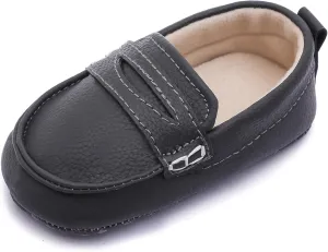 LONSOEN Baby Toddler Boys Girls Loafers Newborn Leather Moccasins Infant First Walking Dress Shoes