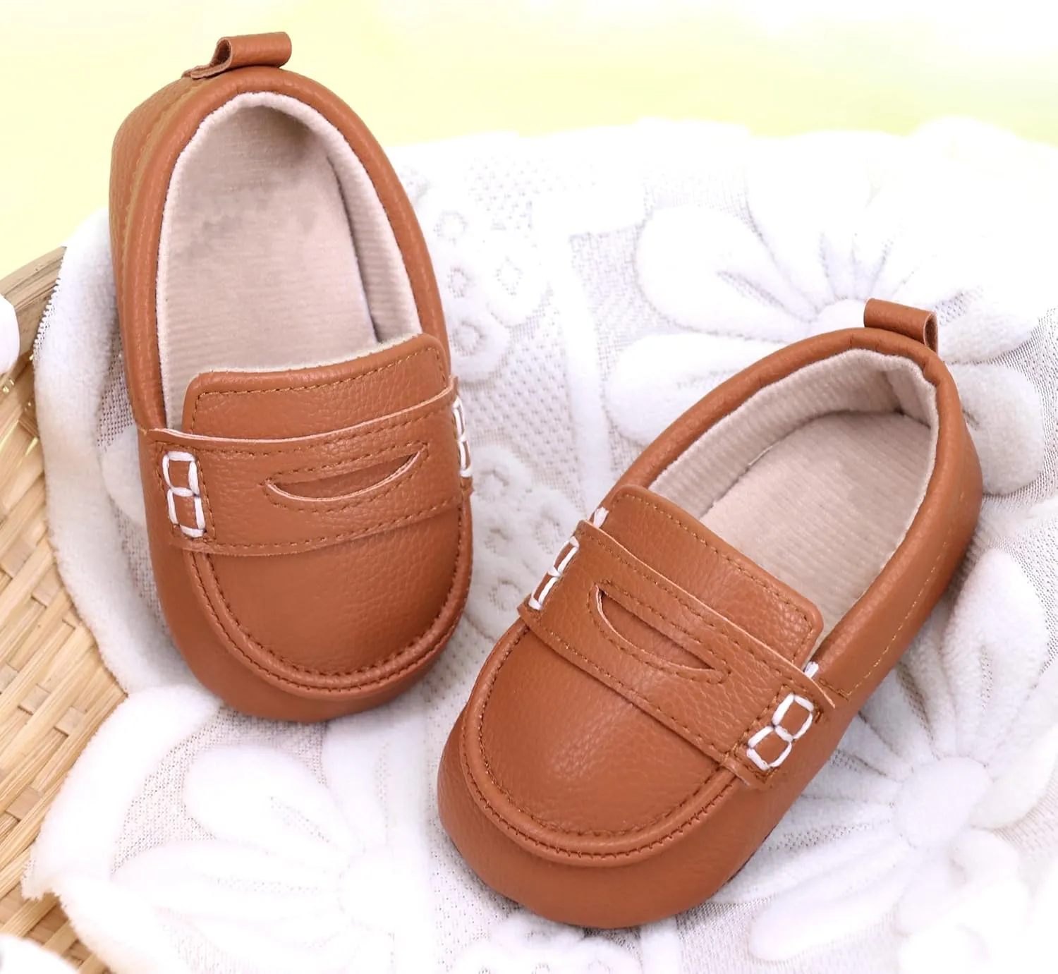 LONSOEN Baby Toddler Boys Girls Loafers Newborn Leather Moccasins Infant First Walking Dress Shoes