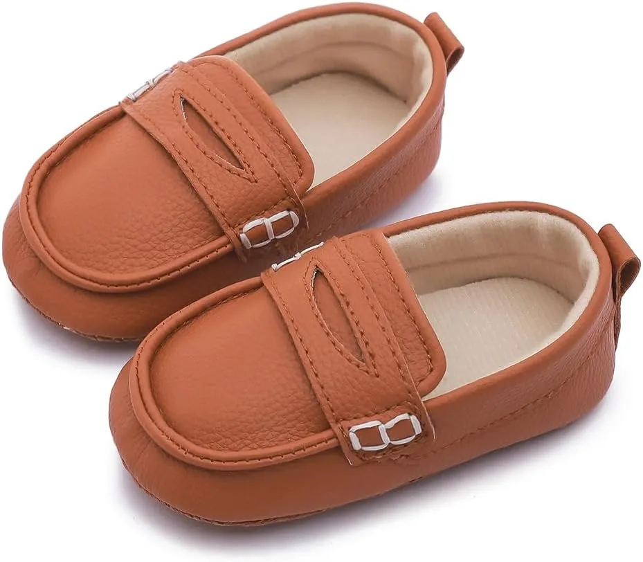 LONSOEN Baby Toddler Boys Girls Loafers Newborn Leather Moccasins Infant First Walking Dress Shoes
