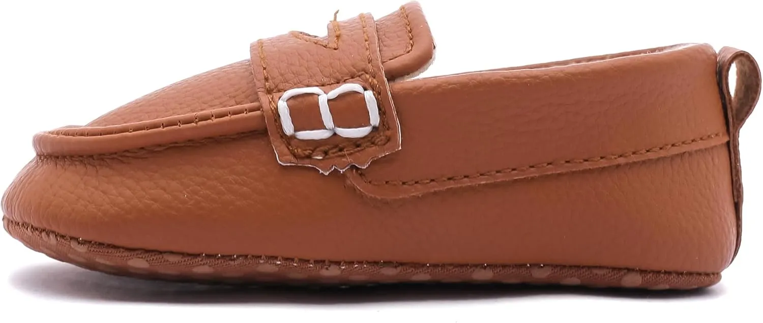 LONSOEN Baby Toddler Boys Girls Loafers Newborn Leather Moccasins Infant First Walking Dress Shoes