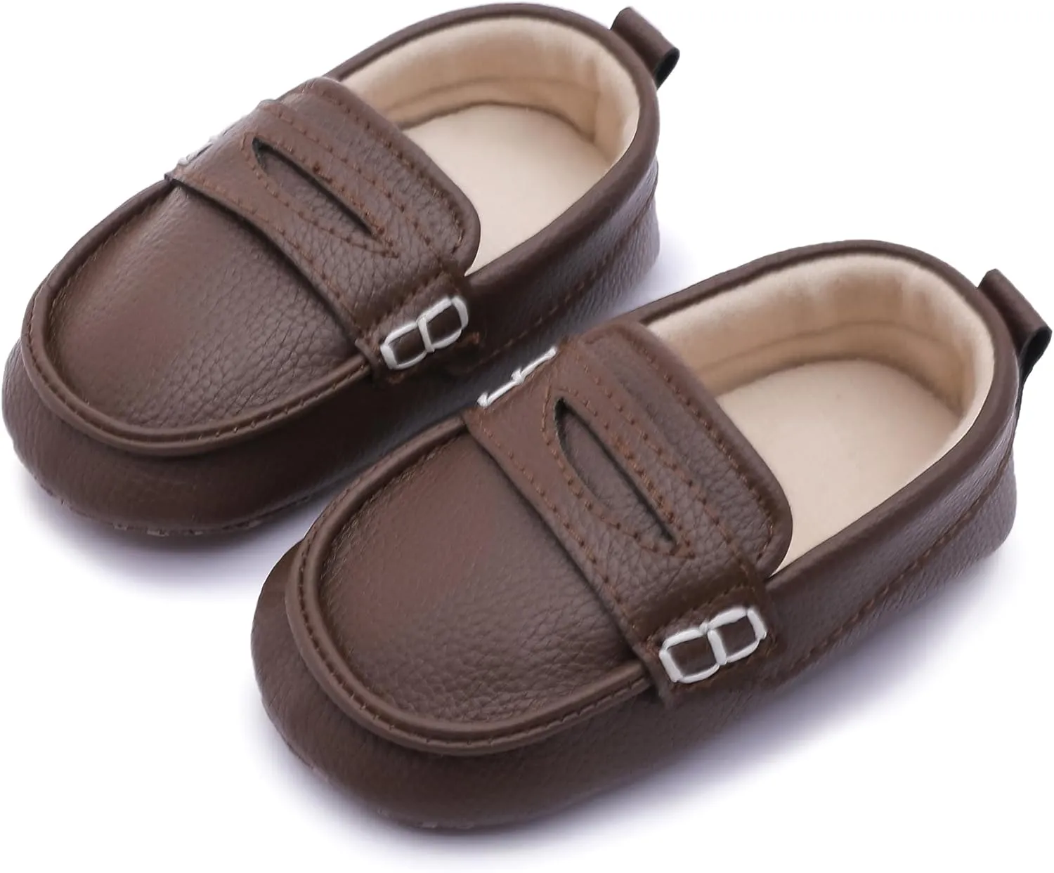 LONSOEN Baby Toddler Boys Girls Loafers Newborn Leather Moccasins Infant First Walking Dress Shoes