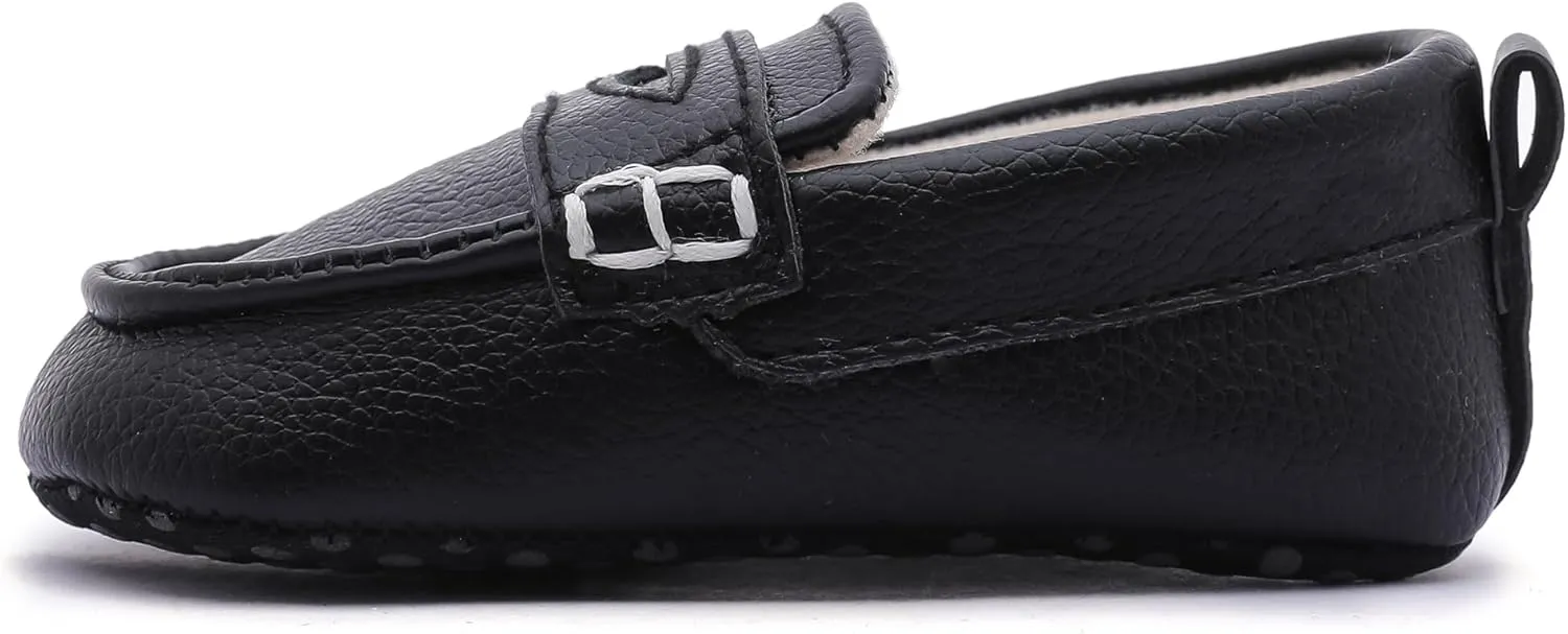LONSOEN Baby Toddler Boys Girls Loafers Newborn Leather Moccasins Infant First Walking Dress Shoes