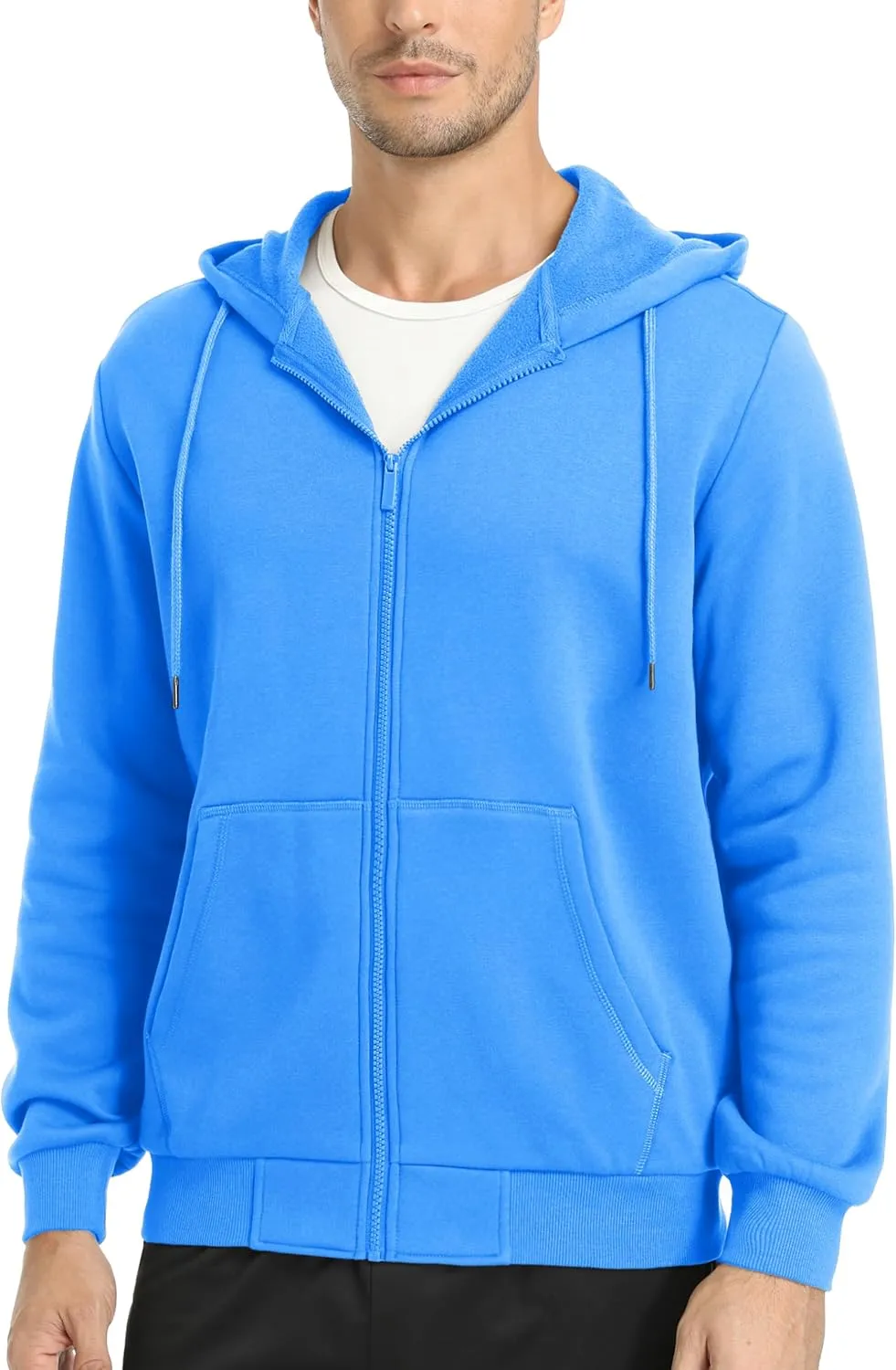 MAGCOMSEN Men's Hoodies Full Zip Up Sweatshirt Fleece Lined Midweigt Hooded Jacket with Pockets Casual Sports Sweater