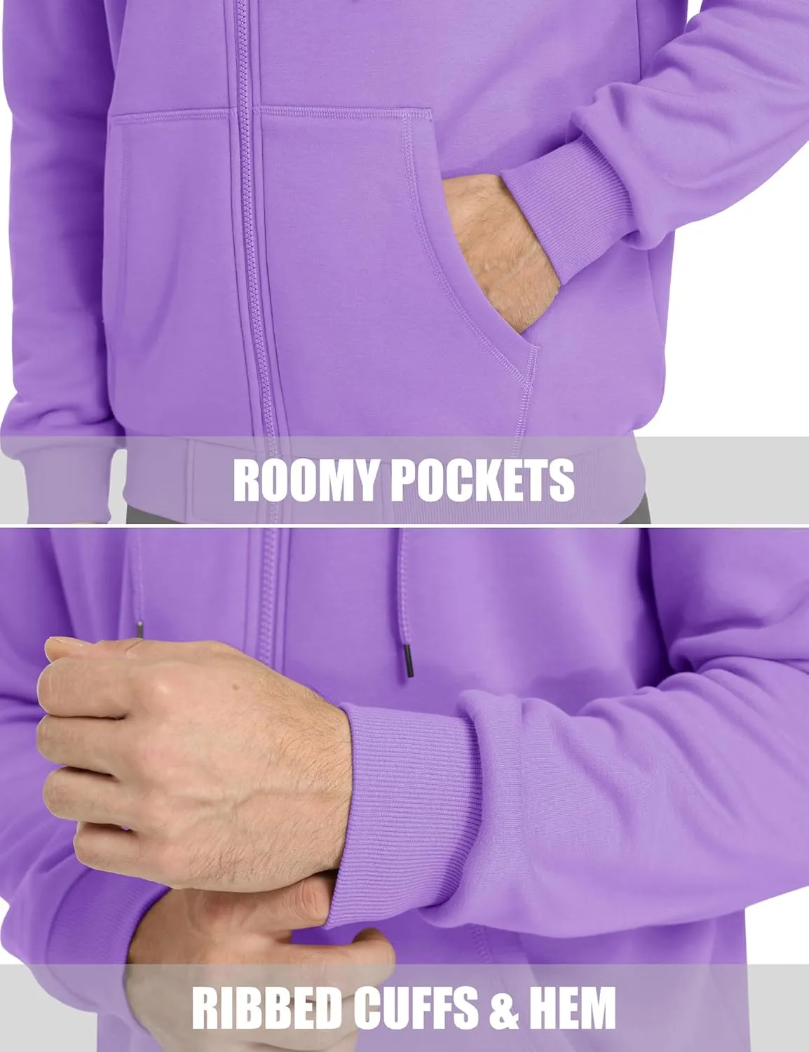 MAGCOMSEN Men's Hoodies Full Zip Up Sweatshirt Fleece Lined Midweigt Hooded Jacket with Pockets Casual Sports Sweater
