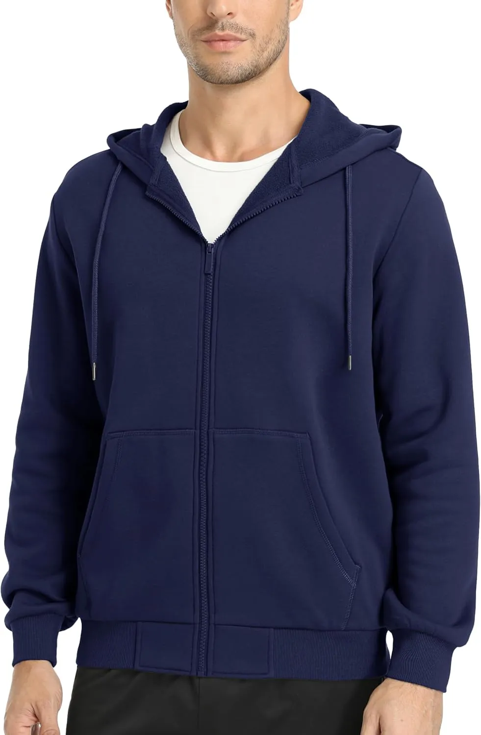 MAGCOMSEN Men's Hoodies Full Zip Up Sweatshirt Fleece Lined Midweigt Hooded Jacket with Pockets Casual Sports Sweater